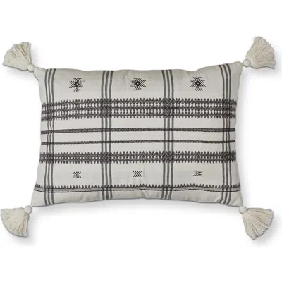 Tag White Peak Yarn Dyed Cotton Lumbar Decorative Pillow In Gray