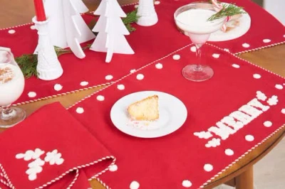 Carol & Frank Nordic Merry Placemats Set Of 4, 14" X 20" In Red