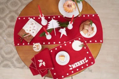 Carol & Frank Nordic Merry Placemats Set Of 4, 14" X 20" In Red