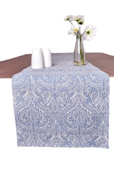 Carol & Frank Desiree Blue Kitchen Table Runner 13" X 72" In Blue