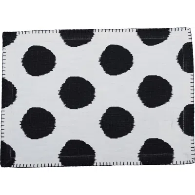 Carol & Frank Dot Onyx Black Polka Dot Placemat, Set Of 4, 14" X 20" In Black