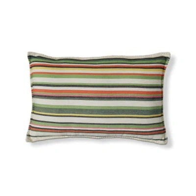 Tag Green Botanist Garden Stripe Cotton Decorative Throw Pillow In Multi