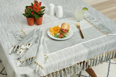 Carol & Frank Kerbey Boulder Tasseled Placemats Set Of 4 For Dining, 13" X 19" In Blue