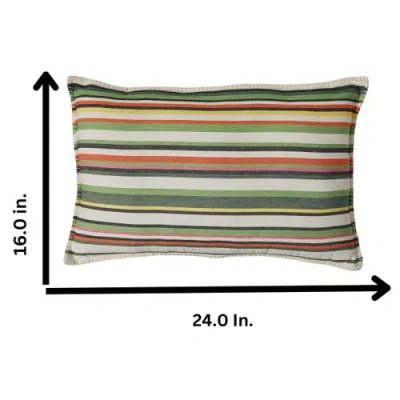 Tag Green Botanist Garden Stripe Cotton Decorative Throw Pillow In Multi
