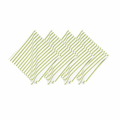 Carol & Frank Wonderland Stripe Napkins Set Of 4 In Green
