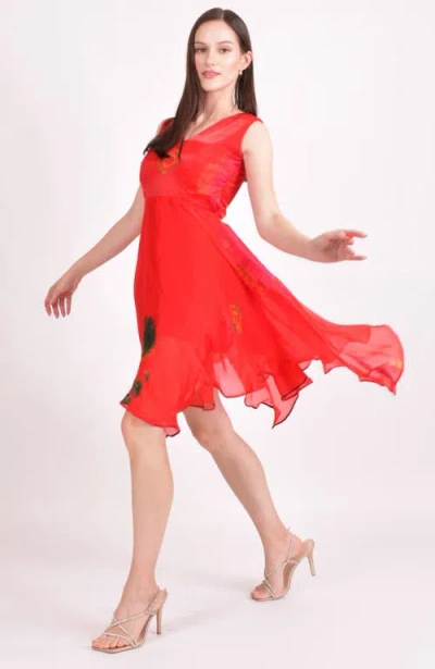 Raas Kleo Hand Tie Dye High Low Dress In Red