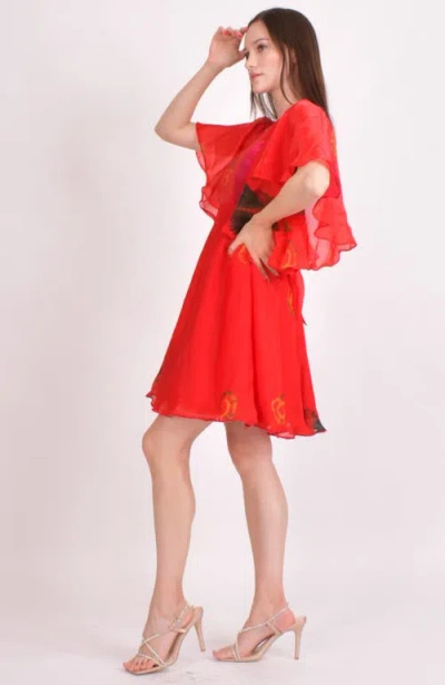 Raas Biha Hand Tie Dye Mini Sundress In Red