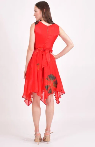 Raas Kleo Hand Tie Dye High Low Dress In Red
