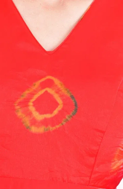 Raas Kleo Hand Tie Dye High Low Dress In Red