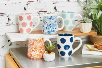 Carol & Frank Dot Mug In Blue
