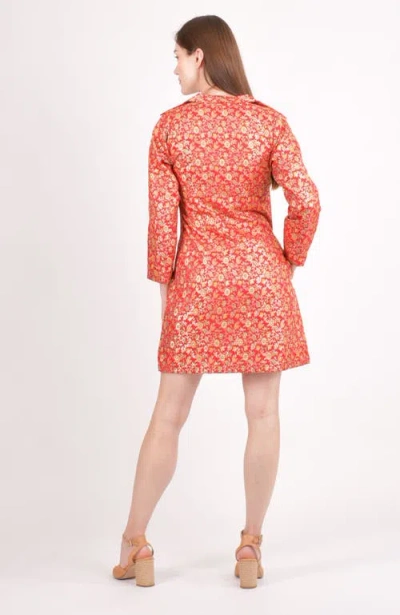 Raas Clara Silk Floral Jacquard Blazer Dress In Red