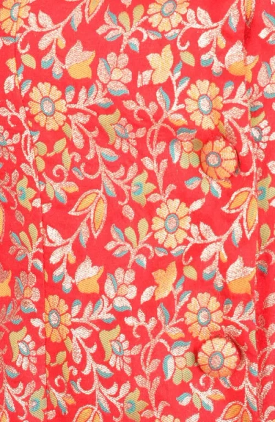 Raas Clara Silk Floral Jacquard Blazer Dress In Red