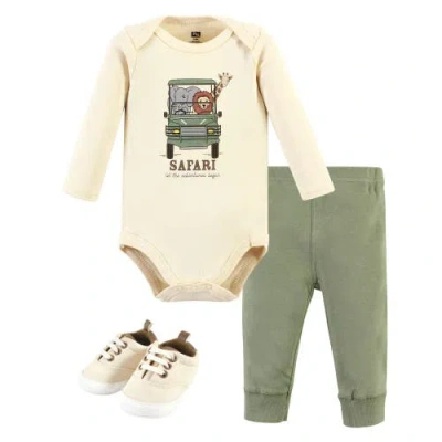 Hudson Baby Three-piece Long-sleeve Bodysuit Outfit With Pants And Footwear In Multi