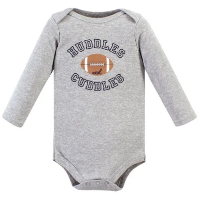 Hudson Baby Three-piece Long-sleeve Bodysuit Outfit With Pants And Footwear In Gray