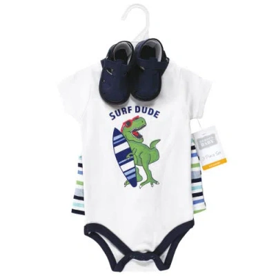 Hudson Baby Little Gent's Soft Cotton Bodysuit, Shorts & Footwear 3pk In Blue