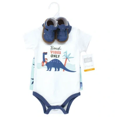 Hudson Baby Little Gent's Soft Cotton Bodysuit, Shorts & Footwear 3pk In Multi