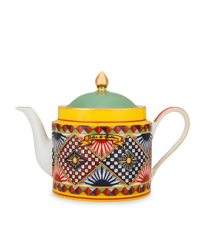 Dolce & Gabbana Casa Porcelain Carretto Teapot In Multi