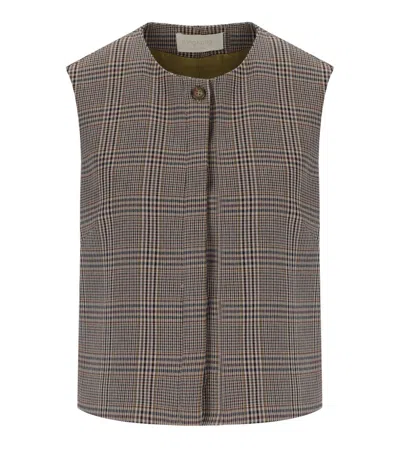 Kk Beige Check Vest In Multi