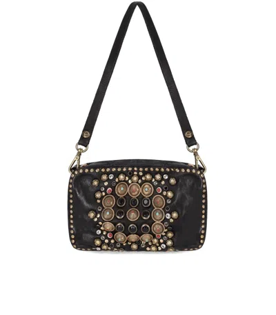 Campomaggi Kate Black Crossbody Bag In Pink