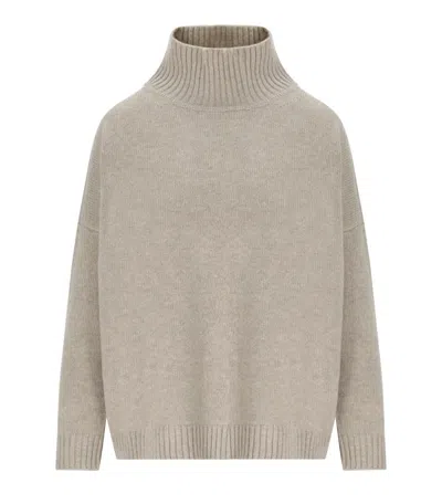 Max Mara Borgia Beige Turtleneck Sweater In Brown
