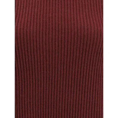 Brunello Cucinelli Women English Rib Knit Dress In Virgin Wool Cashmere And Silk In Burgundy