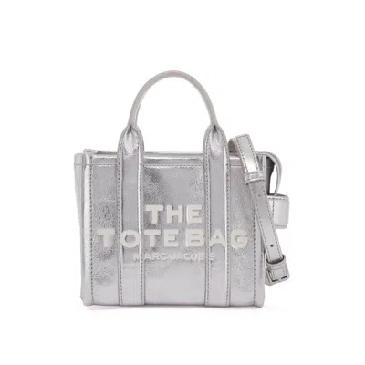Marc Jacobs The Metallic Leather Crossbody Tote Bag In Silver
