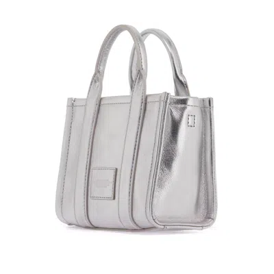 Marc Jacobs The Metallic Leather Crossbody Tote Bag In Silver