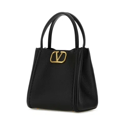 Valentino Garavani Alltime Medium Leather Handbag In Black