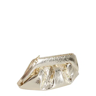 Themoirè Metallic Clutch Bag Shoulder Strap In Gold