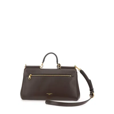 Dolce & Gabbana Brown Handbag With Key And Padlock Detail And Adjustable And Removable Shoulder Strap In Leather Wom In Brown