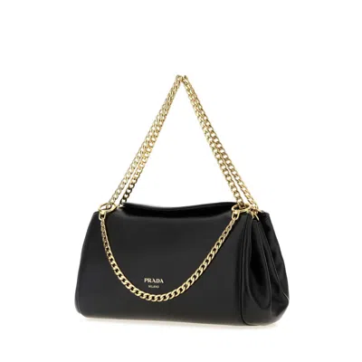 Prada Black Nappa Leather Small  Tumulte Handbag In Black