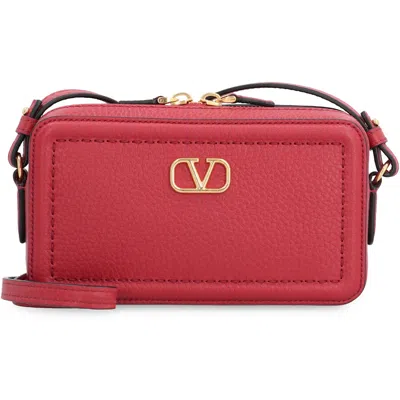 Valentino Garavani Alltime Leather Mini Crossbody Bag In Red