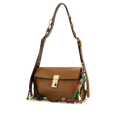 Prada Caramel Leather Small  Soft Sound Shoulder Bag In Brown