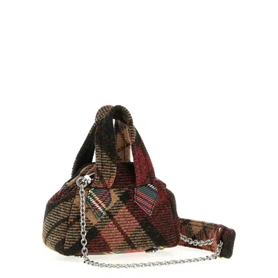 Vivienne Westwood Mini Handbag With Check Pattern And Chain Strap In Brown