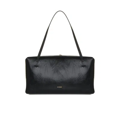 Jil Sander Large Goji Pillow Black Leather Bag In Black