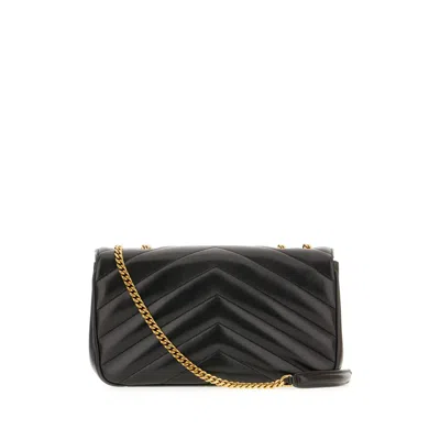 Saint Laurent Black Leather Medium Loulou Shoulder Bag In Black