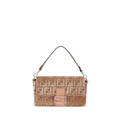 Fendi Baguette Velvet Shoulder Bag In Brown