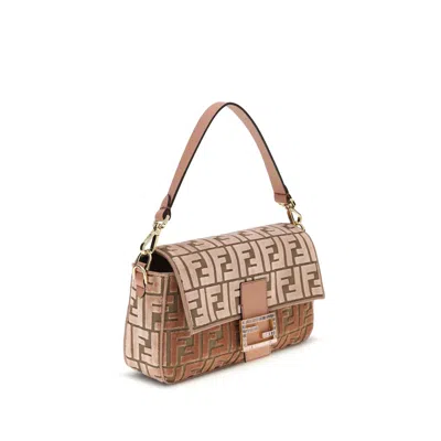 Fendi Baguette Velvet Shoulder Bag In Brown