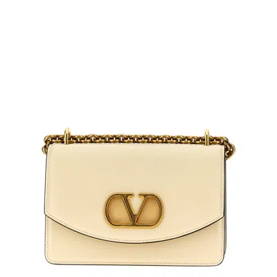 Valentino Garavani Vain Small Shoulder Bag In Shiny Calfskin Woman Butter Uni In Neutral