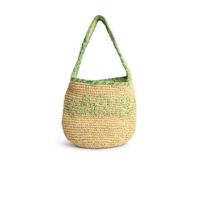 Marni Small Nassa Bag In Green Natural Raffia In Neutral