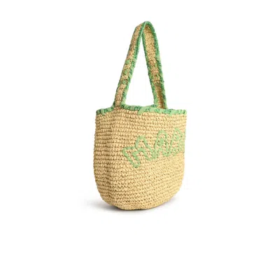 Marni Small Nassa Bag In Green Natural Raffia In Neutral