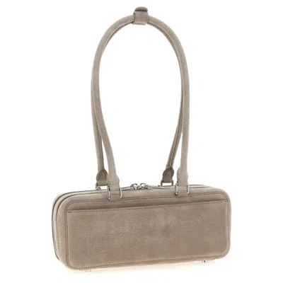 Self-portrait Tan Suede Baguette With Charm Shoulder Bag In Neutral