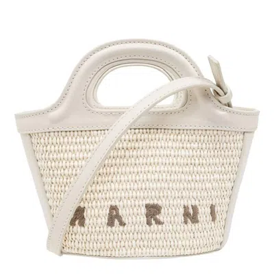 Marni Tropicalia Micro Adjustable Shoulder Strap Bag In White