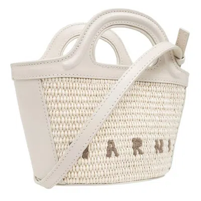 Marni Tropicalia Micro Adjustable Shoulder Strap Bag In White