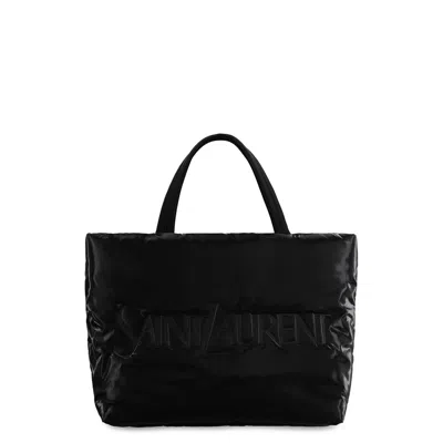 Saint Laurent Logo Debossed Large Tote Bag In Black