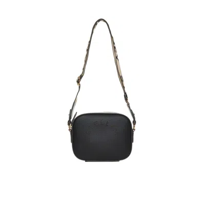 Stella Mccartney Small Embossed Camera Shoulder Bag In Black