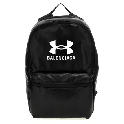 Balenciaga Smooth Lambskin Backpack With Front Logo In Black