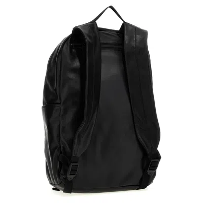 Balenciaga Smooth Lambskin Backpack With Front Logo In Black