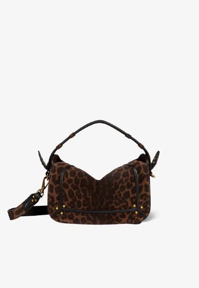 Jérôme Dreyfuss Small Pepito Leopard Print Crossbody Bag In Brown