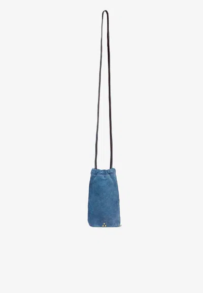 Jérôme Dreyfuss Gordi Leather Phone Holder In Blue